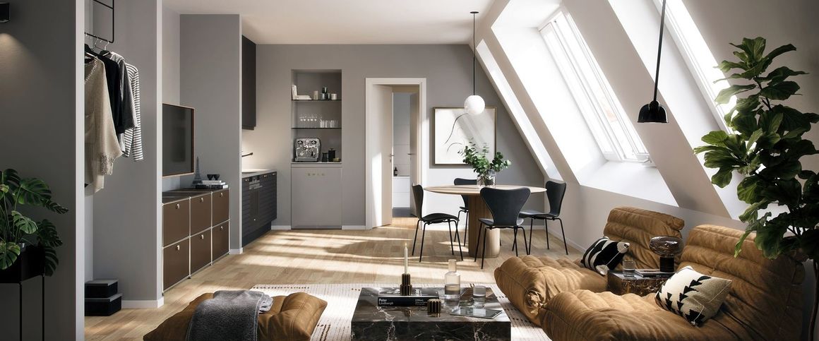 Licht durchflutet - 2-Zimmer-Dachgeschosswohnung mit eindrucksvollen Panorama-Dachfenstern - Photo 1