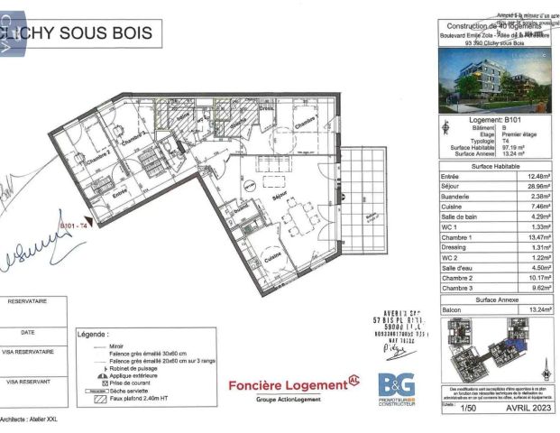 Appartement à louer 4 pièces 97.19m² - Photo 1