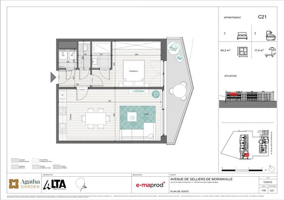Appartement met één slaapkamer in Berchem-Sainte-Agathe - Foto 1