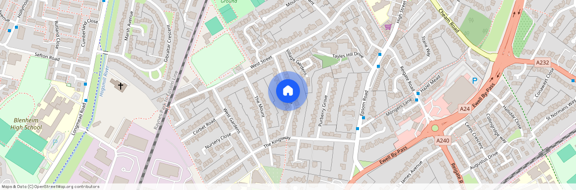 The Rise, Ewell Village, Surrey. KT17