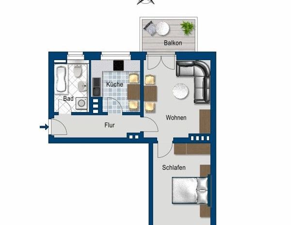 renovierte 2-Zimmer-Wohnung mit Tageslichtbad + Balkon - Foto 1