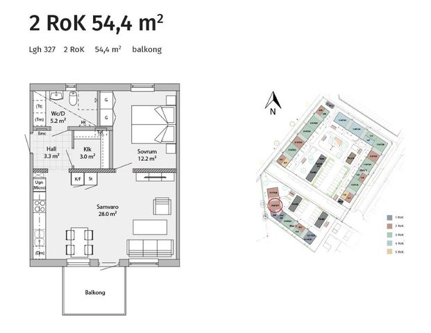 Lgh 327 - 2rok - 54,4m² - Foto 1