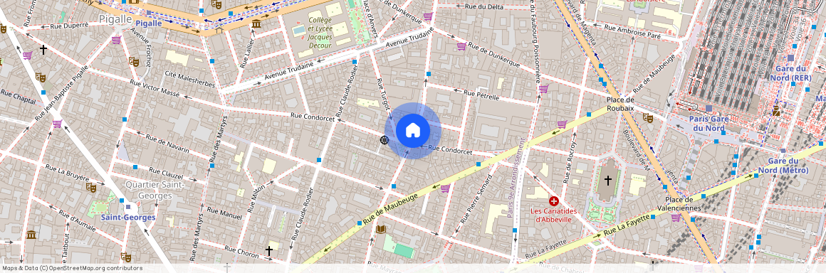 Rue de Rochechouart entre Rue Thimonnier et Rue de Dunkerque 75009 Paris (9e arrondissement)