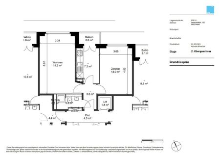 2 Zimmer, 47 m², 2. Stock - Photo 2