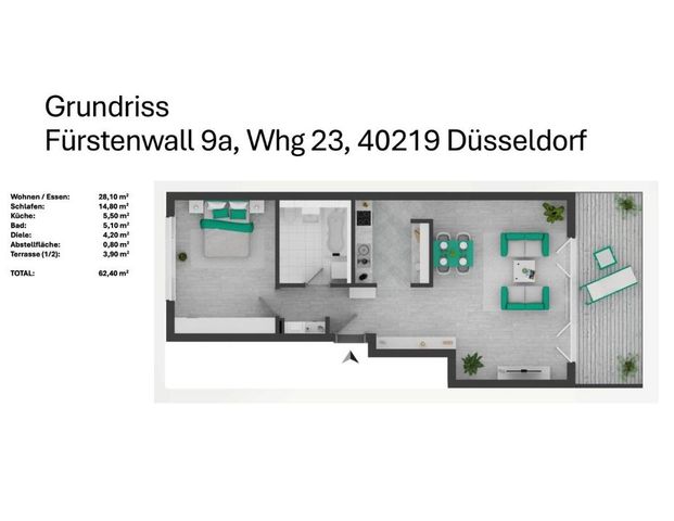 Exklusive Gartenwohnung direkt am Rheinturm - Foto 1