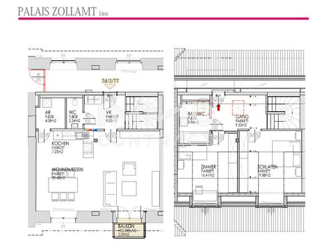 Elegante 3 Zimmer Maisonette mit Balkon in der Zollamtstraße 7 zu vermieten (inkl. Fernwärme-Akonto) - Foto 4