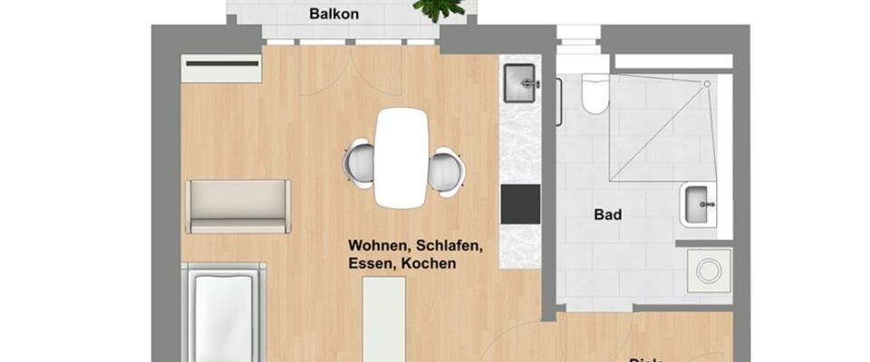 1 Zimmer Wohnung, Nähe an Stadt Mitte Darmstadt - Foto 1