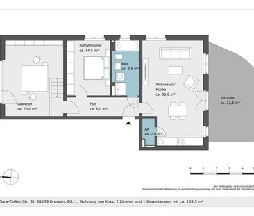 Große 2-Raum-Wohnung mit integriertem Gewerberaum (23qm) - Photo 3