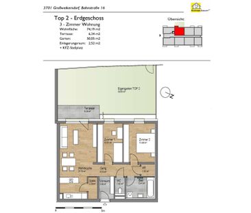 Erdgeschosswohnung mit 3 Zimmern und Garten - Foto 3
