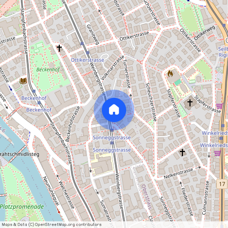 Weinbergstrasse 72, 8006 Zürich, Lageplan