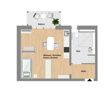 1 Zimmer Wohnung, Nähe an Stadt Mitte Darmstadt - Foto 1