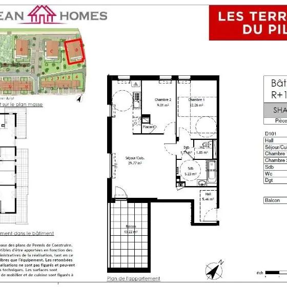 Appartement à louer 3 pièces 65.29m² - Photo 2
