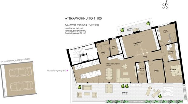 4.5 Zimmer, 167 m², 3. Stock - Foto 1