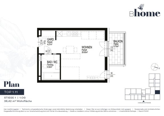 Moderne 1-Zimmer-Wohnung mit Balkon nähe Hummelhofwald in Linz zu vermieten! (Top 1.11) - Foto 1