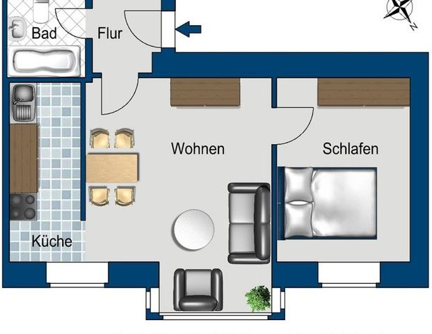 Pempelfort: 2-Zimmer-Wohnung mit Einbauküche - Foto 1