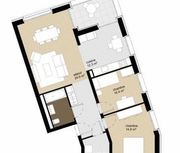 3.5 Zimmer, 77 m², 3. Stock - Foto 3