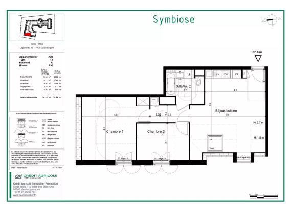 location Appartement T3 DE 58.38m² À MASSY - Photo 1