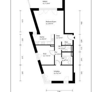 Lichtdurchflutete 3 Zimmerwohnung mit großen Balkon - Photo 6