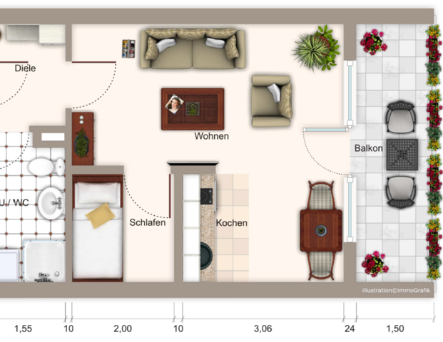 1,5 Zimmer-Apartment mit Balkon in Pforzheim zu vermieten - Foto 1