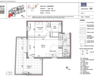 Appartement 2 Pièces 46 m² - Photo 1