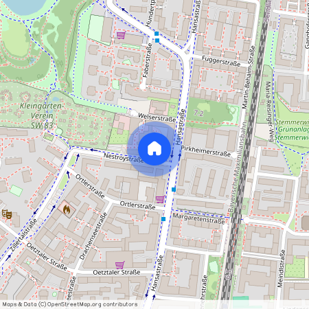 Nestroystraße, 81373 München Sendling-Westpark ca. 4, 0 km south-west of Munich-center