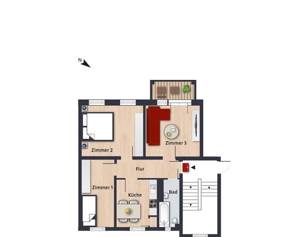 Schöne 3-Zimmer-Wohnung mit Balkon // 2.OG links - Photo 1