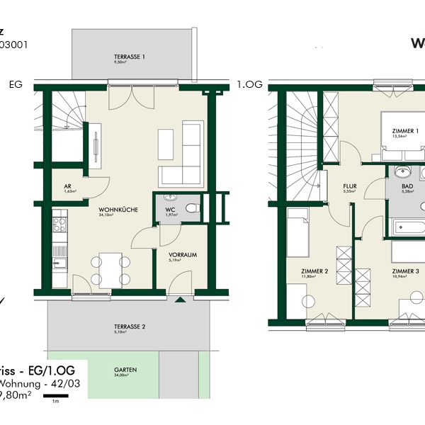 Helle 4-Zimmer-Maisonette mit Terrasse und Gartenfläche - Photo 2