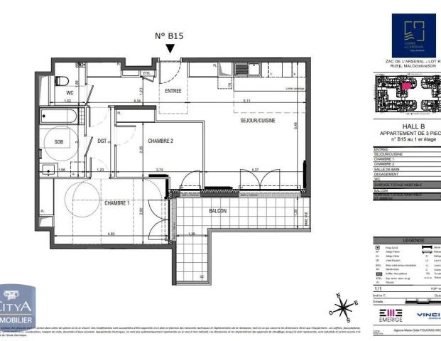 Appartement à louer 3 pièces 71.05m² - Photo 1