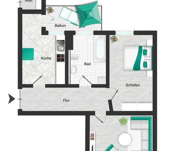 "Charmante 2-Zimmer-Wohnung mit Balkon und Einbauküche in begehrter... - Foto 4