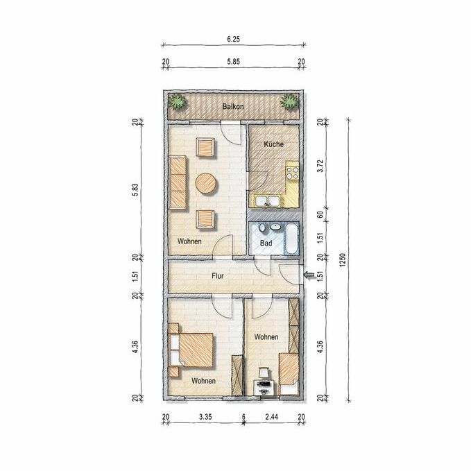 3-Raum Wohnung mit Wald-Blick - Photo 2