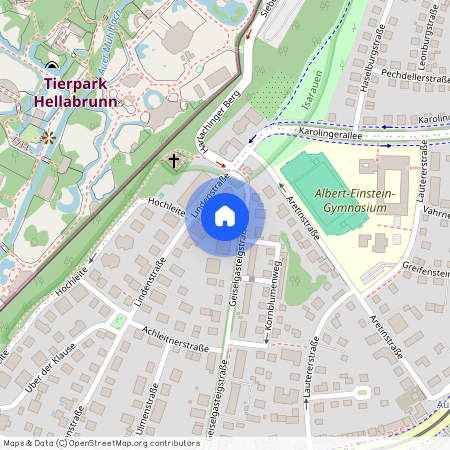 Geiselgasteigstraße, 81545 München Harlaching ca. 6, 4 km south of Munich-center