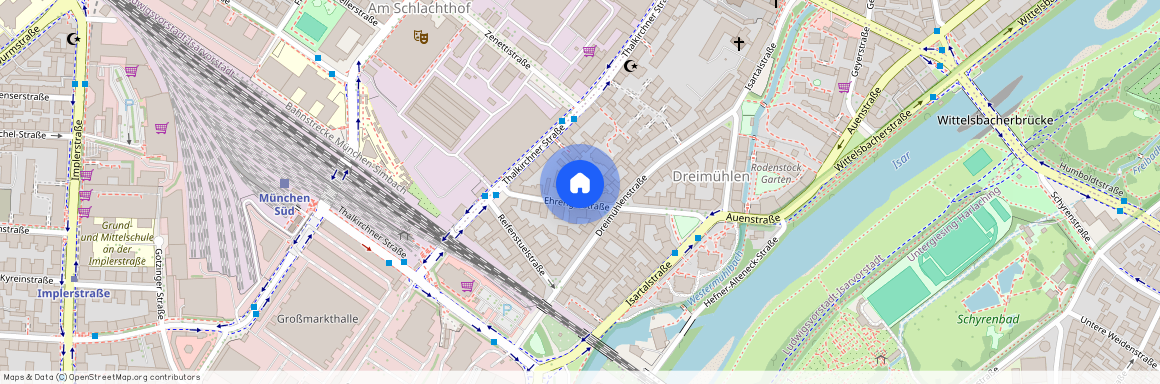 Ehrengutstraße, 80538 München Dreimühlenviertel ca. 2, 5 km south-west of Munich-center