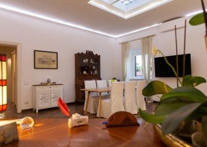 Attic-Monti: 1-6 month rentals. Spacious, furnished 3 Bedroom, 2 bath, living room, dining room, study and large panoramic terrace. Bright, silent, located in well kept Palazzo d’Epoca with elevator and doorman. Near transport and Metro.