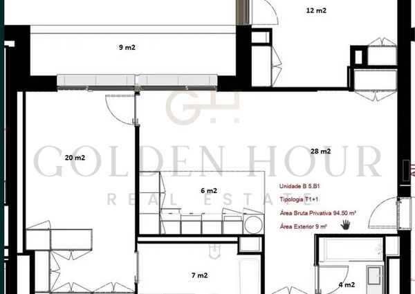 Apartamento T1+1 em Porto