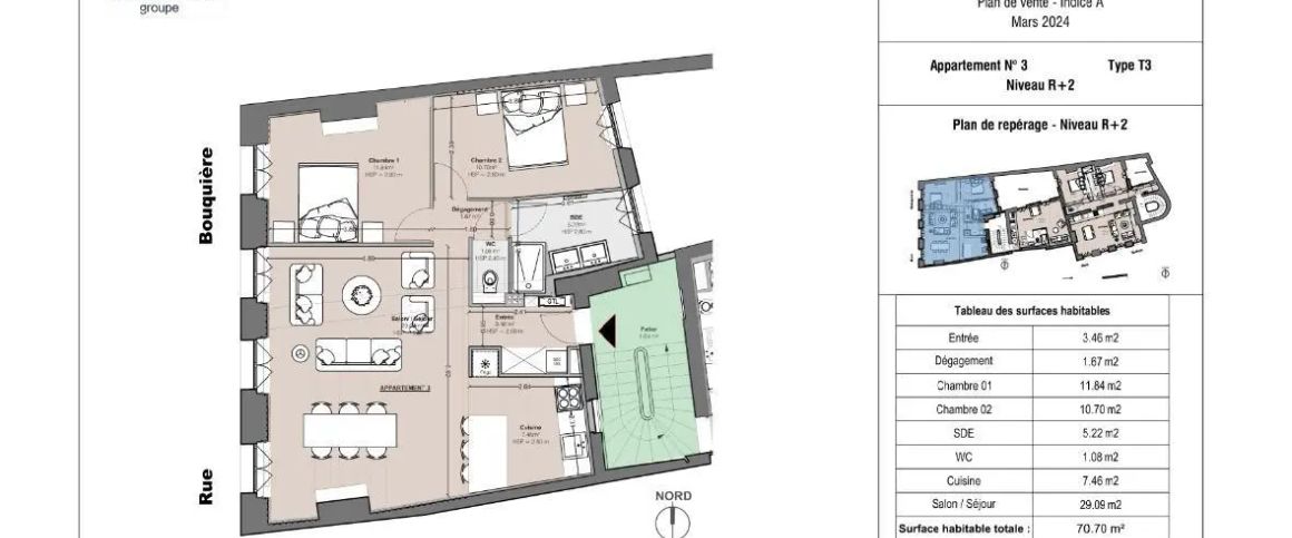 Appartement à louer 3 pièces 70.7m² - Photo 1