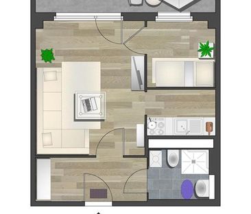Für Singles - Kleine 2-Raum-Wohnung mit Balkon - Foto 1