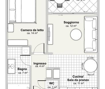 2.5 Zimmer, 51 m², 2. Stock - Foto 2