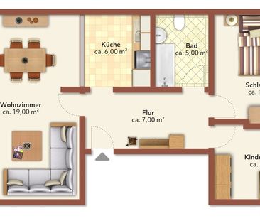 3 Raum-Wohnung mit Balkon - Photo 2