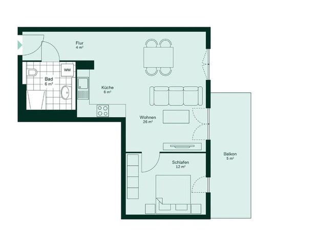 Erstbezug 1.OG Quartier HUGOS: Schöne 2-Zimmer Wohnung mit Balkon - Foto 1