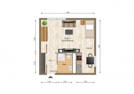 Wohnung, 1 Zimmer (32,87 m²) - Photo 5