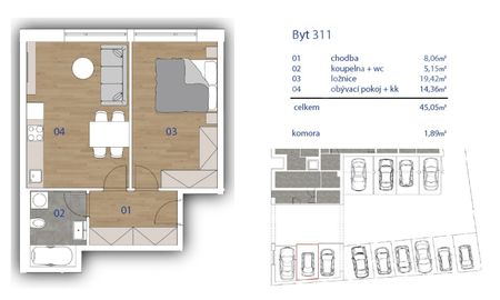 Pronájem bytu 2+kk 47 m² - Фото 3