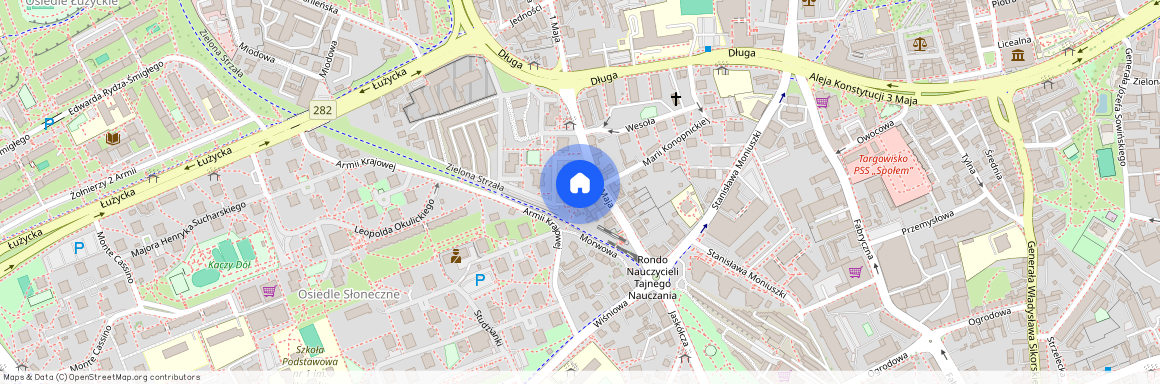 ul. 1 Maja 19A, Osiedle Słoneczne, Centrum, Zielona Góra, lubuskie