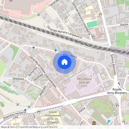 ul. Jana z Kolna, Centrum, Zielona Góra, lubuskie