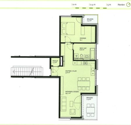 2.5 Zimmer, 64 m², 1. Stock - Foto 3