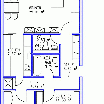 3 Zimmer, Küche, Bad, sep.WC, 2 Loggien, Aufzug, Tiefgarage, 4. Ebene - Foto 2