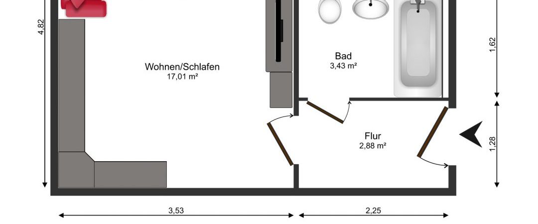 gut geschnittene 1-Raum-Wohnung - Photo 1