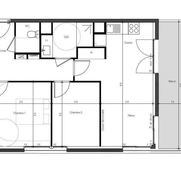 Appartement 3 pièces - - Photo 1