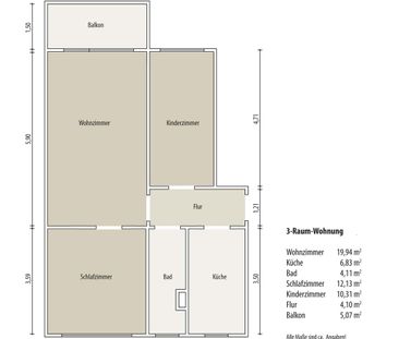 Gemütliche 3-Raum-Wohnung mit Badewanne und sonnigem Balkon - Photo 2