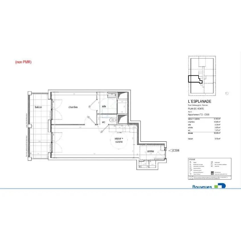 Appartement à louer 2 pièces 42.38m² - Photo 2