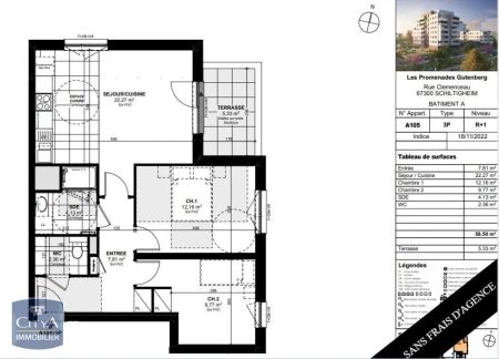 Appartement à louer 3 pièces 58.5m² - Photo 5